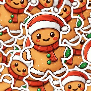 Cute Christmas Gingerbread Man Sticker, Cute Gingerbread Man Sticker, Cute Christmas Sticker, Christmas Gingerbread Man Sticker