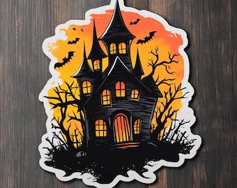 Halloween Haunted House Sticker, Haunted House Sticker