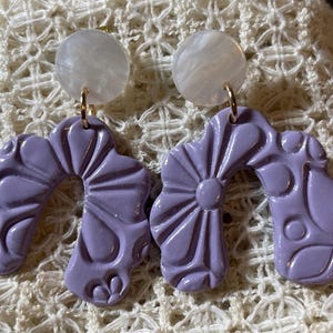 Lilac Arched Polymer Clay Earrings
