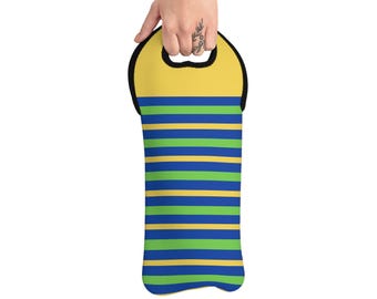 Bolsa de neopreno a rayas para vino, colores vibrantes