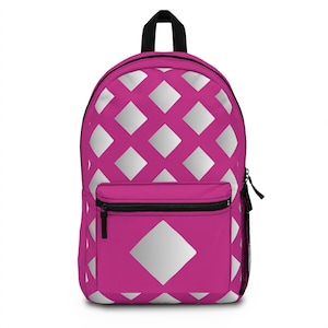 Fun Bookbag, Pink and Diamond Design Backpack, Back to School Backpack