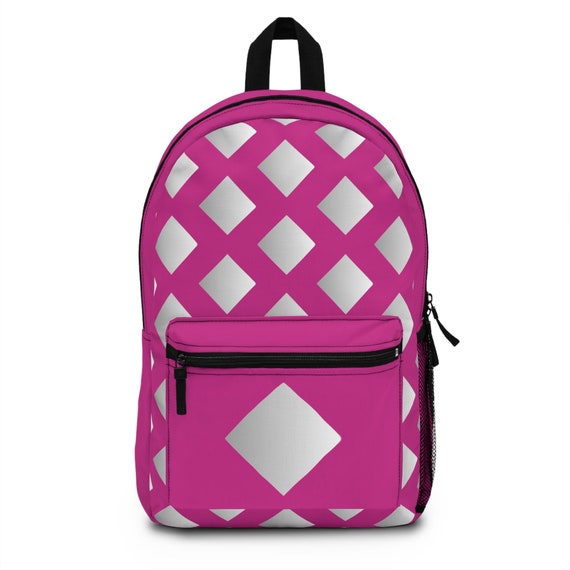 Fun Bookbag Pink and Diamond Design Backpack Back to School Backpack Etsy