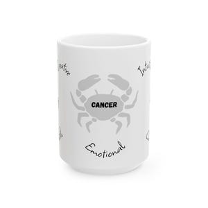 Cancer Zodiac Theme Ceramic Mug - Astrology Gift, Horoscope Coffee Cup, Emotional Support Beverage Mug, Unique Zodiac Gifts