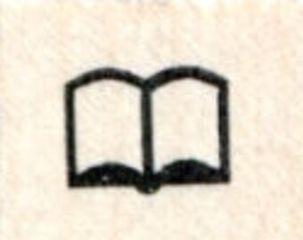 Tiny Book Rubber Stamp, Reading Series A32311 Wood Mounted