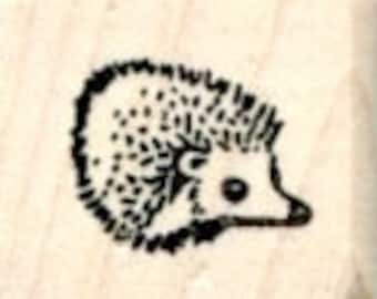 Tiny Hedgehog Rubber Stamp, Facing Right A32720 Wood Mounted