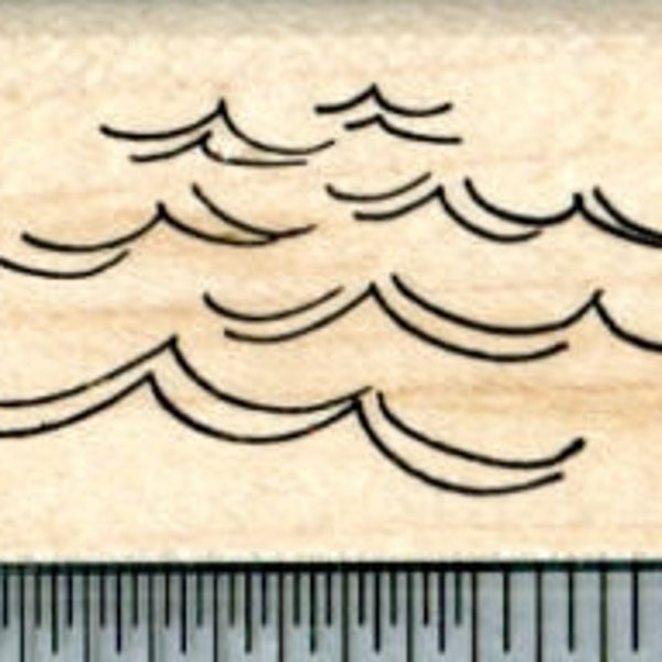 Water Waves Rubber Stamp, Ocean, Lake or Sea, Nautical Travel Series D32214 Wood Mounted