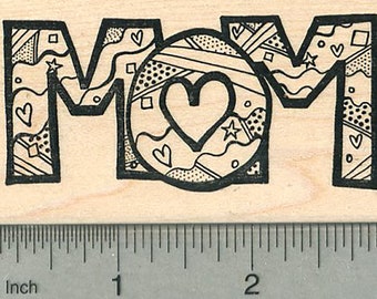 Mom Rubber Stamp, Mother's Day Series K37901 Wood Mounted