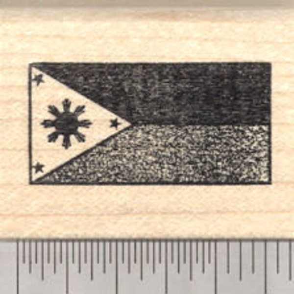 Flag of the Philippines Rubber Stamp, Three Stars And A Sun D25004 Wood Mounted