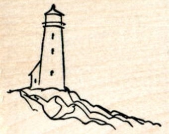 Lighthouse Rubber Stamp E32231 Wood Mounted