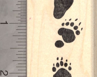 Bear Tracks (Paw Prints) Rubber Stamp J9510 Wood Mounted