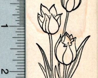 Tulip Rubber Stamp, Spring Flowers J32708 Wood Mounted