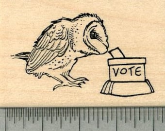 Voting Owl Rubber Stamp, Election Series H36904 Wood Mounted