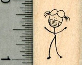 Stick Figure of Baby in Carriage Rubber Stamp Part of our Family Stick Figure Series D17418 Wood Mounted