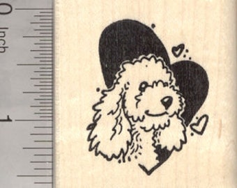 Poodle Valentine Rubber Stamp, Dog in Heart E26617 Wood Mounted