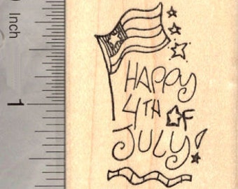Sheep with Flag fourth of July D17509 WM 4th of July Lamb Rubber Stamp 