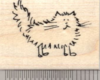 Longhaired Cat Rubber Stamp, Stick Figure Series  D21226 WM