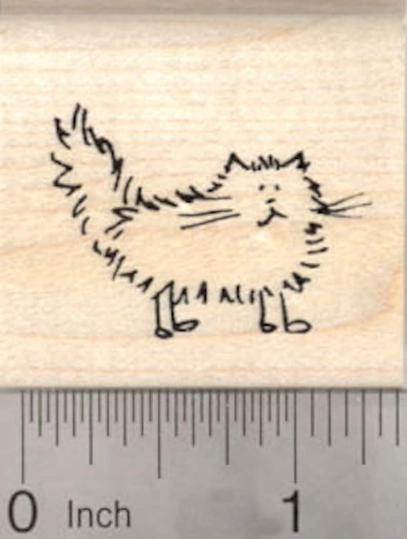 Stick Figure Series D21226 WM Longhaired Cat Rubber Stamp