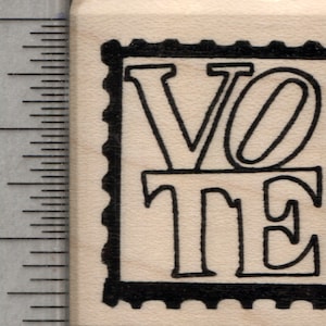 Vote Rubber Stamp, Faux Post, Voter Postcard Series E38505 Wood Mounted