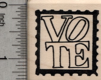 Vote Rubber Stamp, Faux Post, Voter Postcard Series E38505 Wood Mounted