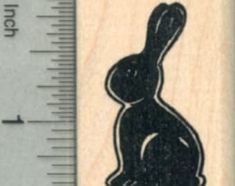 Chocolate Bunny Rubber Stamp, Easter Rabbit D30214 Wood Mounted