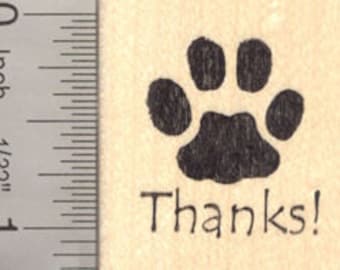 Thank you Paw Print Rubber Stamp D16707 Wood Mounted