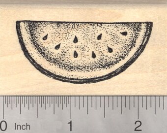 Wassermelone-Stempel, Melone Scheibe mit Samen H24717 Holz montiert