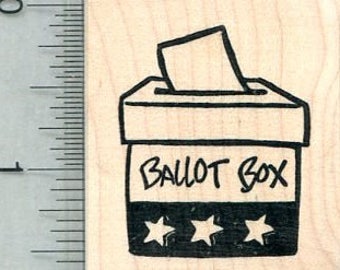 Ballot Box Rubber Stamp, Voting Rights Series E32009 Wood Mounted