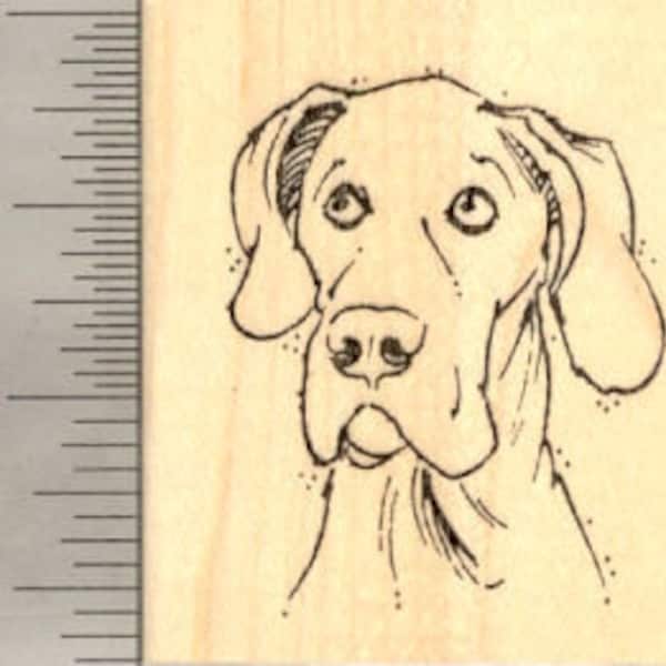 Great Dane with Natural Ears Rubber Stamp - Wood Mounted E15416