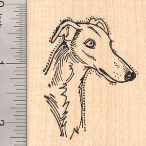 Greyhound Portrait Rubber Stamp J8003 Wood Mounted