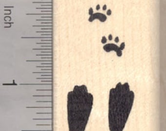 Rabbit Paw Print Rubber Stamp, Bunny Tracks D5414 Wood Mounted