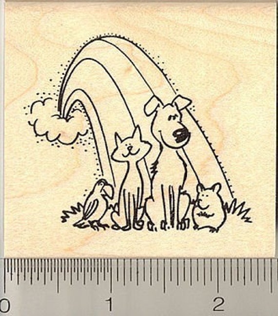 pets-at-rainbow-bridge-rubber-stamp-j9422-wood-mounted-etsy