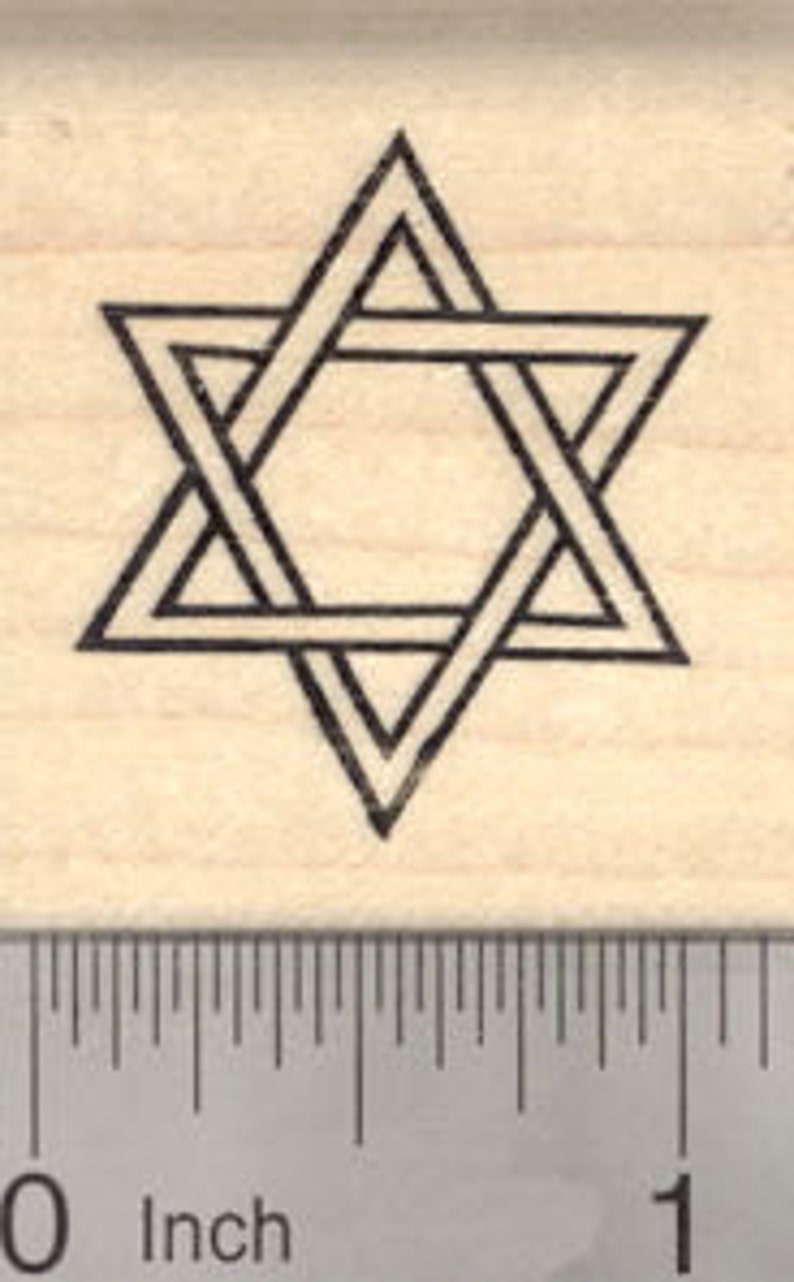 Star of David Rubber Stamp D24516 Wood Mounted