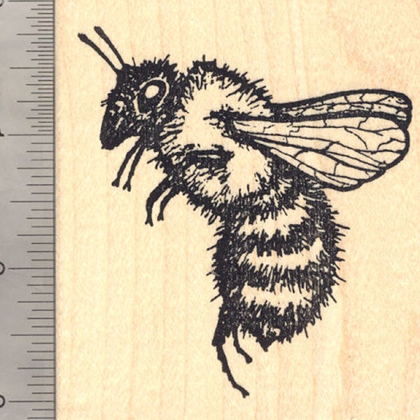 Extra Large Honey Bee Rubber Stamp L2208 Wood Mounted