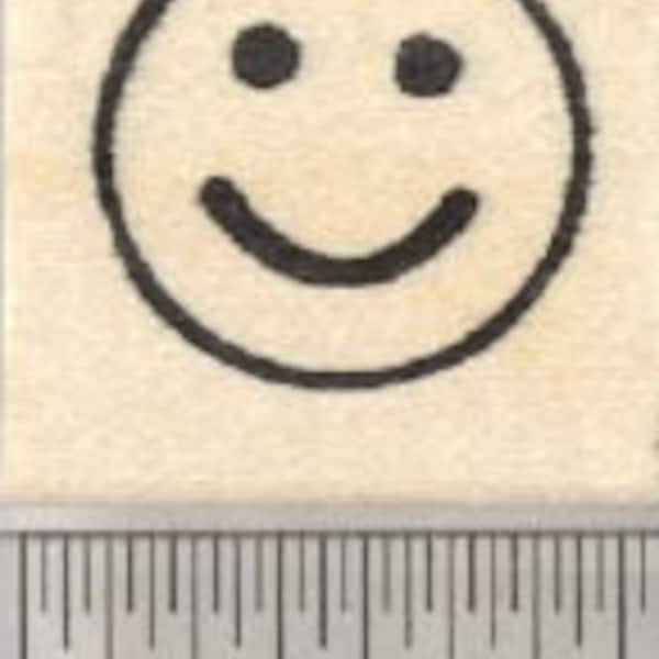 Smiley Face Emoji Rubber Stamp, .75 inch Size A29214 Wood Mounted