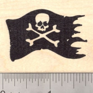 Jolly Roger, Pirate Flag Rubber Stamp, Skull and Cross Bones G21301 Wood Mounted