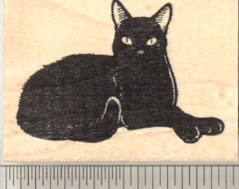 Very Black Cat Rubber Stamp G10614 Wood Mounted