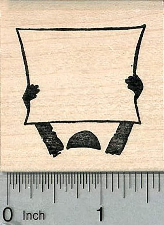 Protesting Person Rubber Stamp, Blank Sign G35412 Wood Mounted