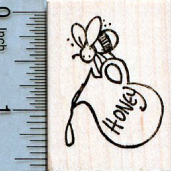 Honey Bee Rubber Stamp, with Pitcher G35212 Wood Mounted
