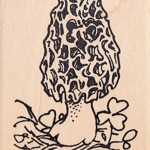Morel Mushroom Rubber Stamp H38721 Wood Mounted