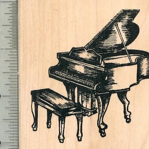 Grand Piano Rubber Stamp, Stringed Musical Instrument Series L34217 Wood Mounted
