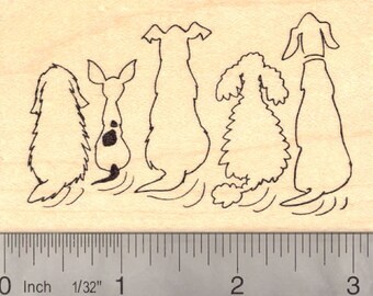 Tails Wagging Dog Rubber Stamp K16212 Wood Mounted