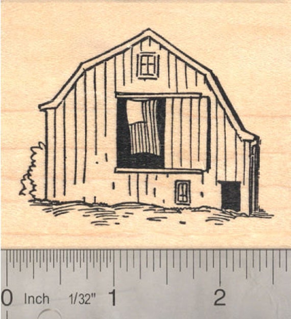 Barn Rubber Stamp American Farm Country Flag K16113 Wood Etsy