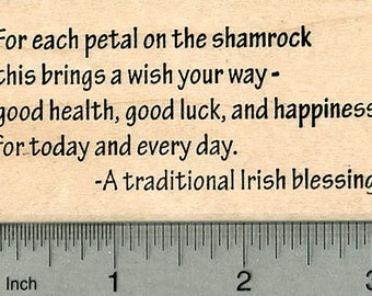 Irish Blessing Rubber Stamp, St. Patrick's Day Series K38008 Wood Mounted