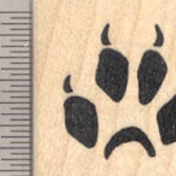 Red Fox Track Rubber Stamp, Footprint, Paw Print A24210 Wood Mounted