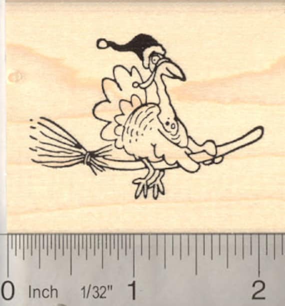 Halloween Thanksgiving Christmas Turkey Flying On A Broom Etsy