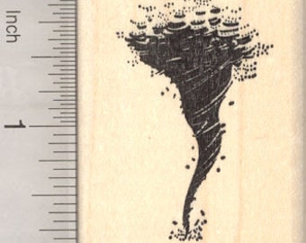 Tornado Funnel Cloud Rubber Stamp, Twister G20604 Wood Mounted