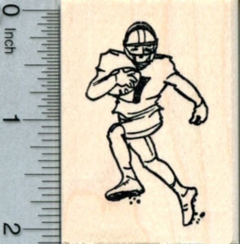 American Football Player Rubber Stamp H31305 Wood Mounted