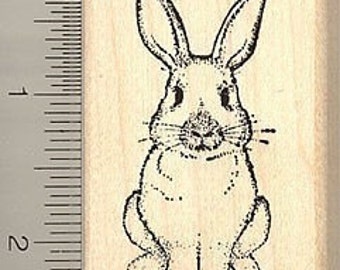 Sitting Rabbit Rubber Stamp H4804 Wood Mounted