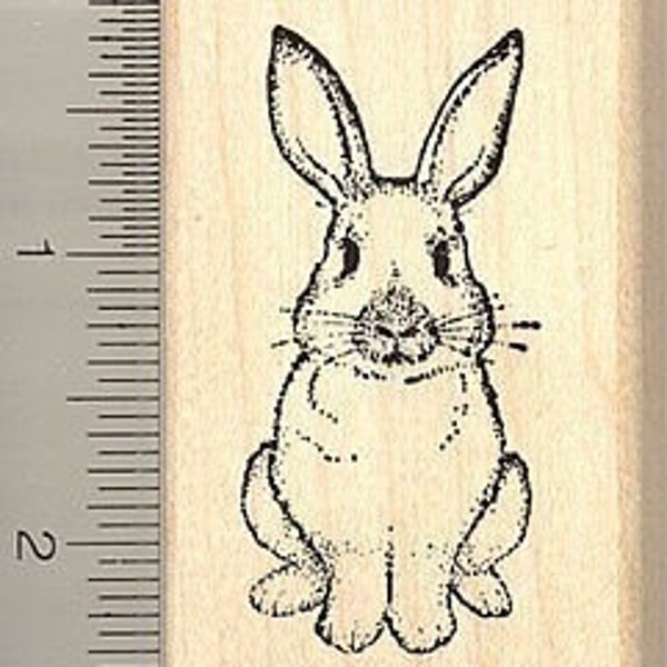 Sitting Rabbit Rubber Stamp H4804 Wood Mounted