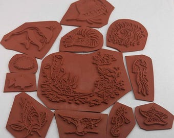 Unmounted Marine Wildlife Rubber Stamp lot - 12 rubber dies